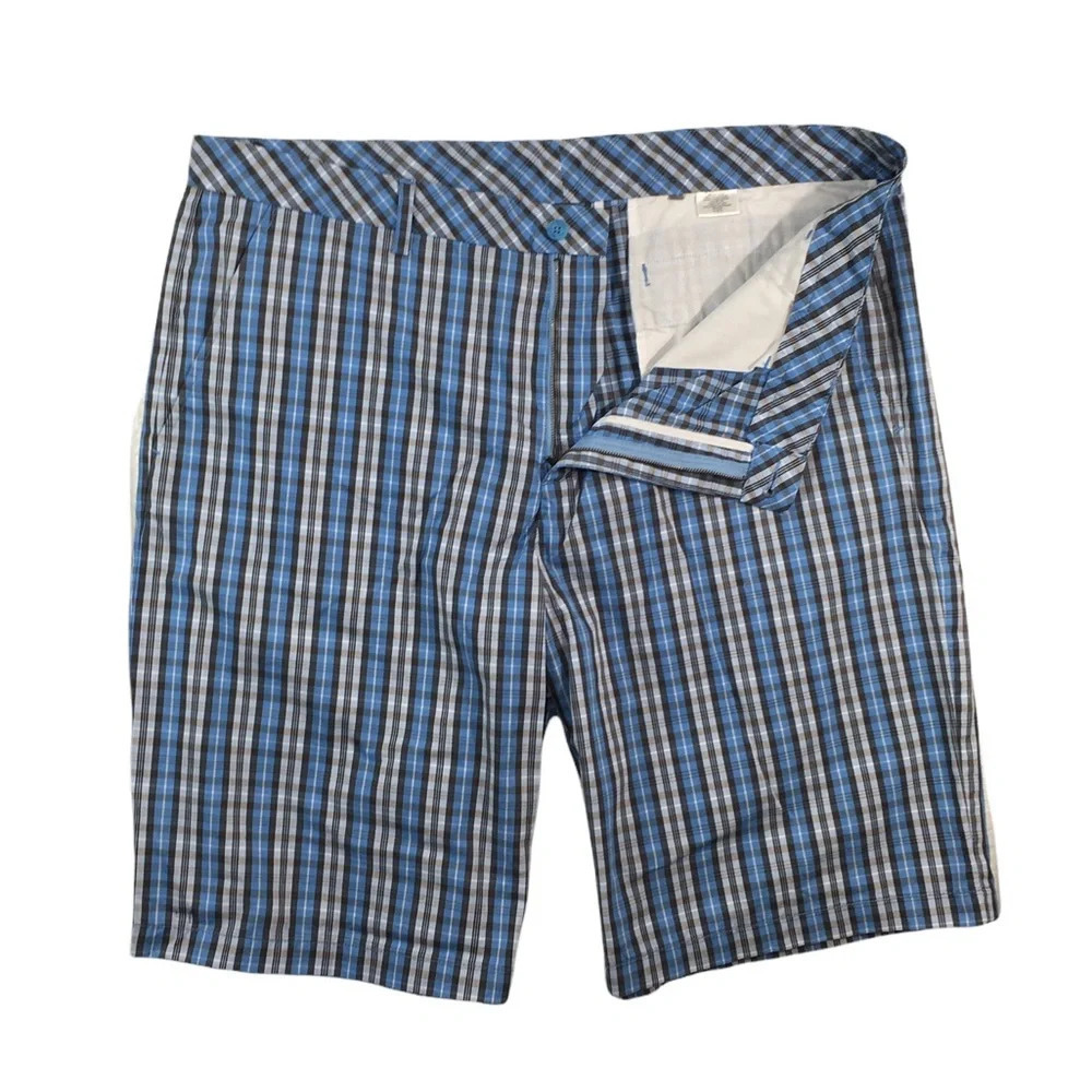 SH263 Mens ASHWORTH Plaid Flat Front Preppy Golf Shorts 40